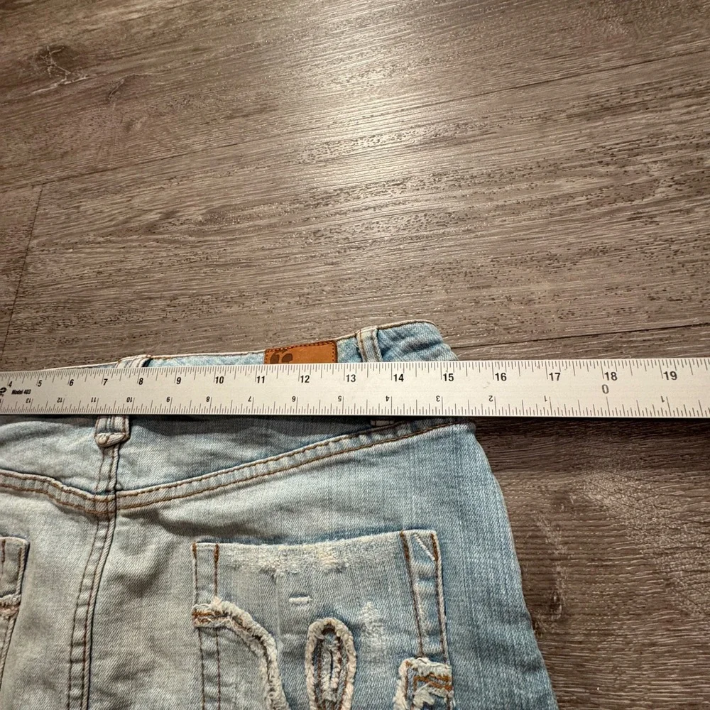 Refuge Denim Skirt Women 5 Blue Denim Cotton Distressed Raw Hem Summer Y2K Boho